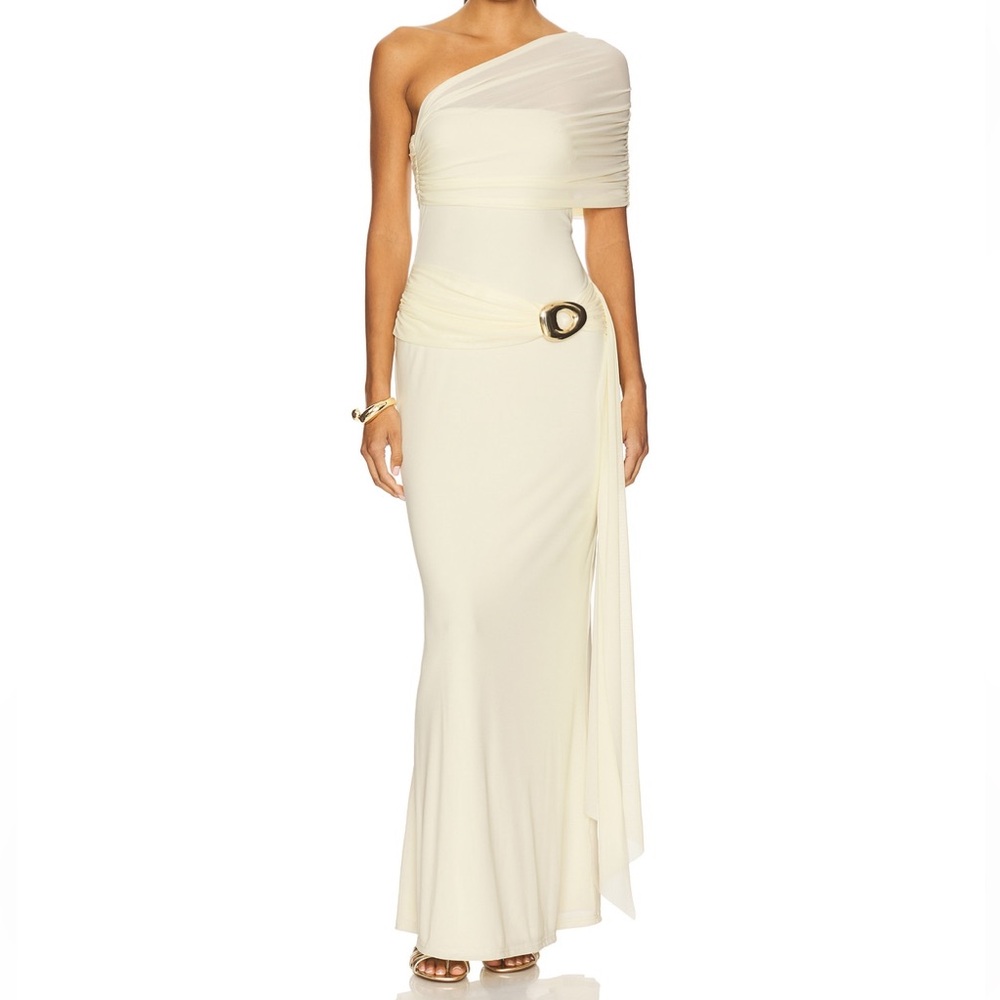 Runaway The Label Kassi One Shoulder Midi Dress - Butter